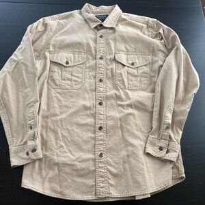 Mens Filson Heavy Duty Long Sleeve Button Flannel Khaki  Shirt  Size Large
